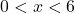0 < x < 6